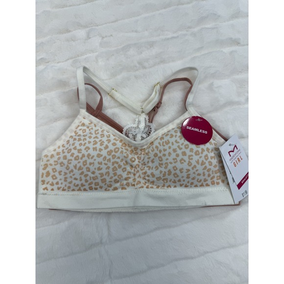 Maidenform Girl Bralette Girls Small Seamless 2 Pack‎ Rose Dawn Leopard Print - Picture 1 of 9
